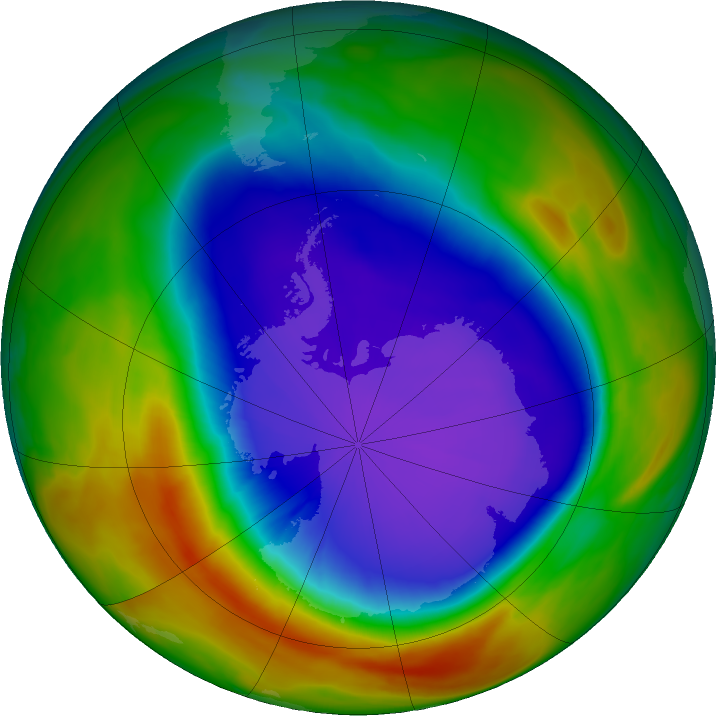 Antarctic ozone map for 01 October 2023